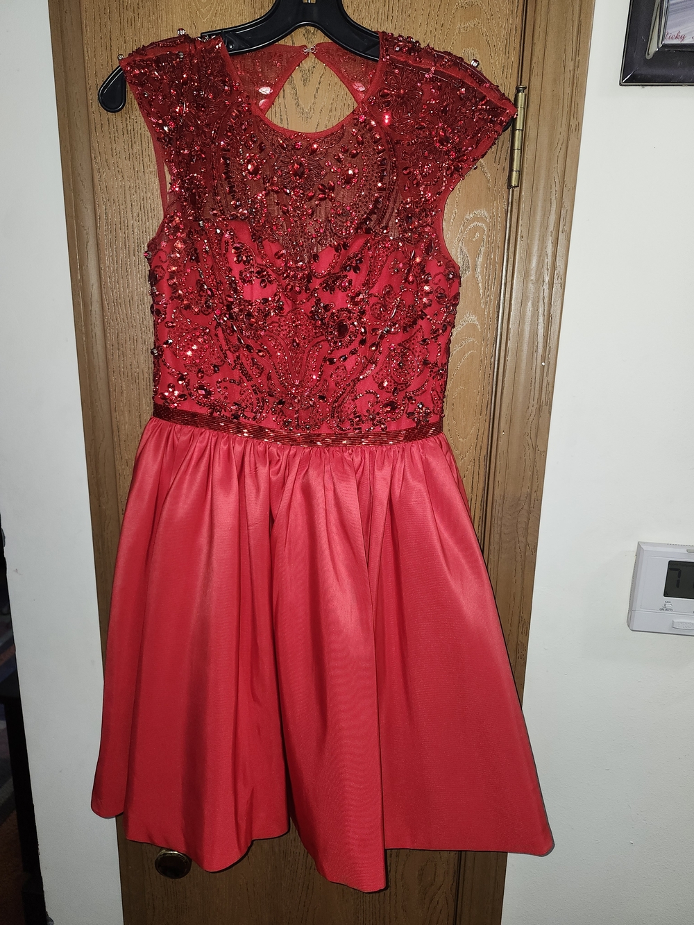 Sherri Hill Girls Red Beaded Formal Dress